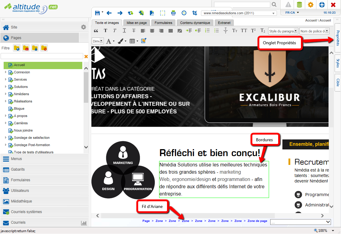 Zone de contenu