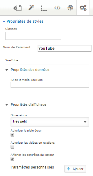 Propriétés d'une vidéo YouTube