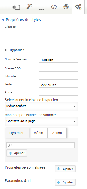 Propriétés d'hyperlien